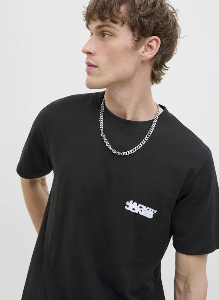 JACK & JONES Jcosago Logo Slub Crew Neck T-Shirt