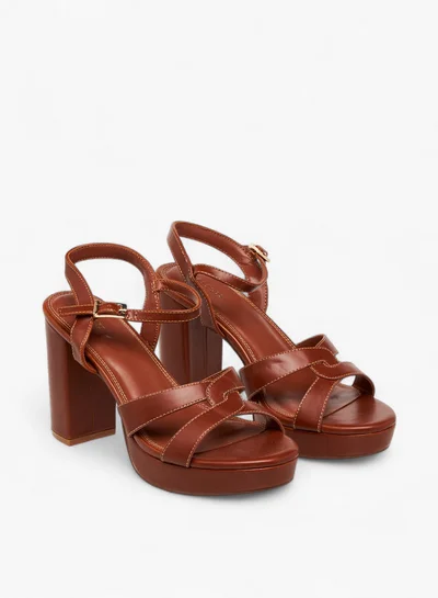 Celeste Women's Strappy Sandals with Buckle Closure and Block Heels