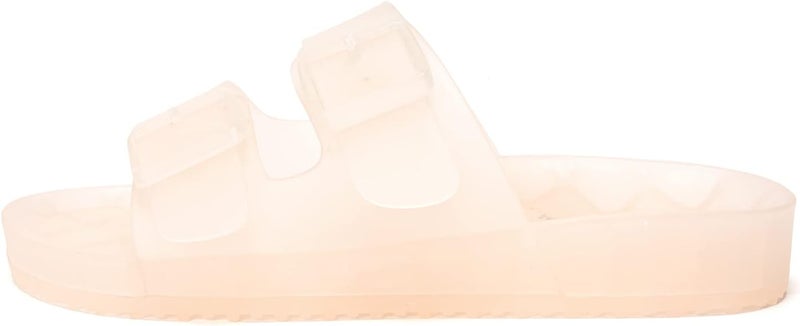 FUNKYMONKEY Women's Dream Jelly Color Adjustable Double Buckle Flat Sandals - Image 2
