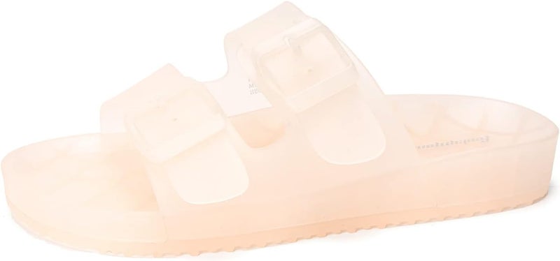 FUNKYMONKEY Women's Dream Jelly Color Adjustable Double Buckle Flat Sandals - Image 1