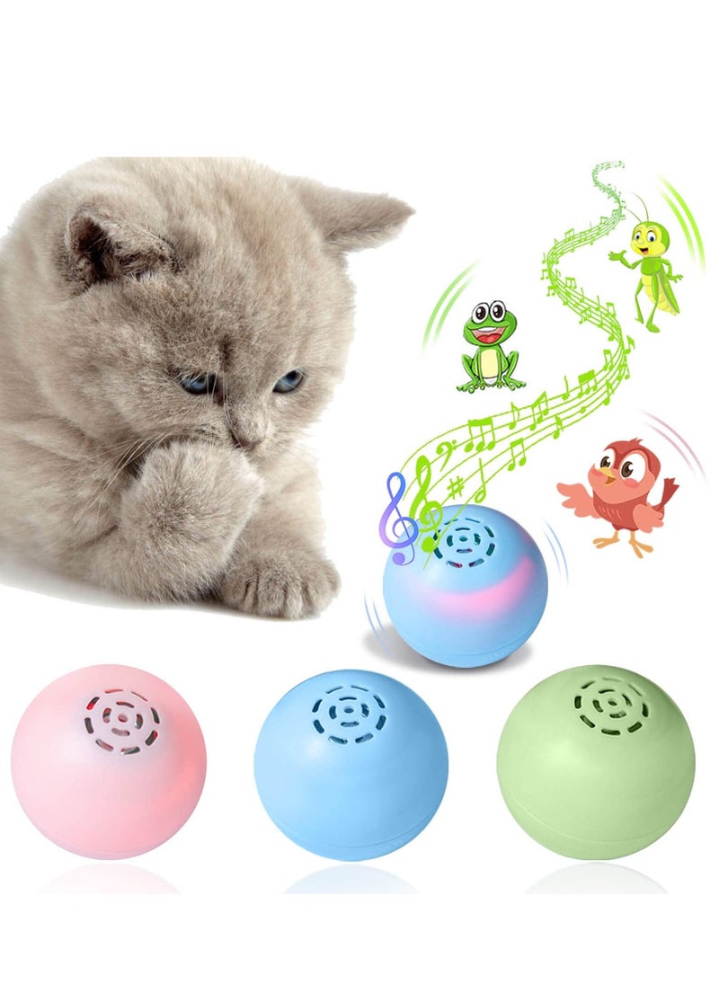 Y&D 3 Pack Interactive Chirping Glow Cat Catnip Ball Toys Lifelike Animal Sounds Simulated Peppy Pet Balls for Indoor Cats Dog Kitten Puppy- Colors  - Image 1