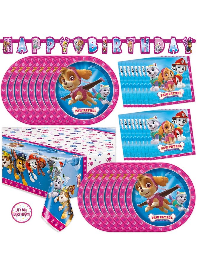 Unique Skye Paw Patrol Birthday Decorations | Serves 16 | Banner, Tablecloth, Plates, Napkins Sticker | Paw Patrol Party Decorations  - Image 1