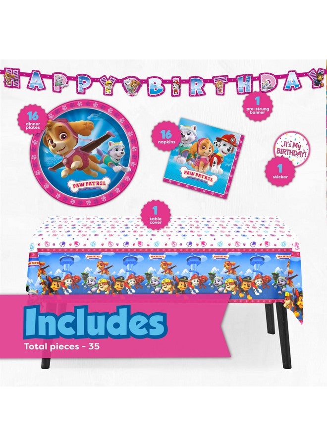 Unique Skye Paw Patrol Birthday Decorations | Serves 16 | Banner, Tablecloth, Plates, Napkins Sticker | Paw Patrol Party Decorations  - Image 2