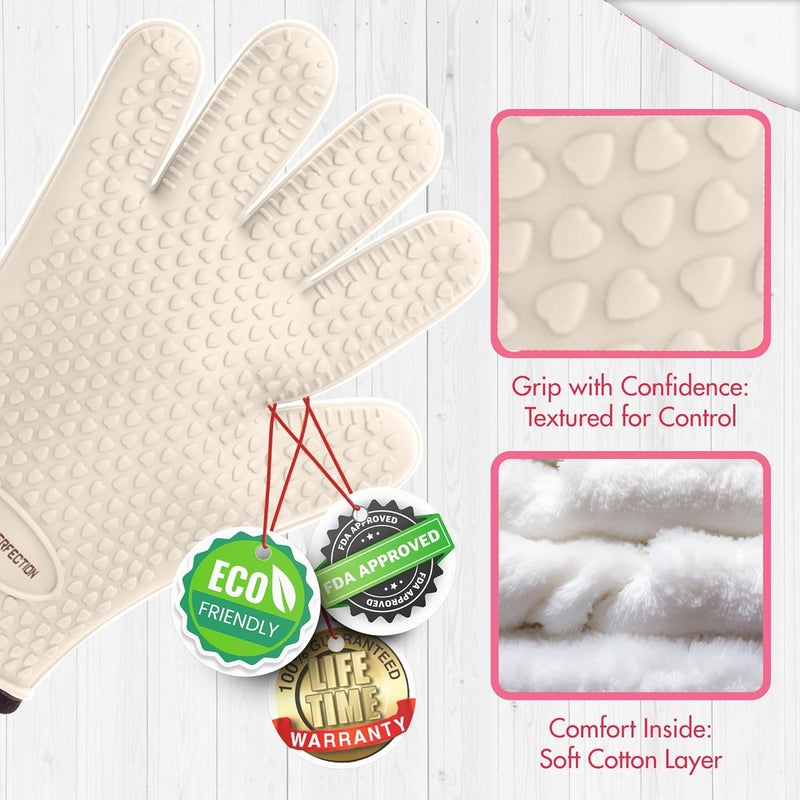 Kitchen perfection S Silicone Smoker Oven Gloves for Women -Extreme Heat Resistant BBQ Gloves -Handle Hot Food Right on Your Grill Fryer |Waterproof Oven Mitts Cooking Gloves |Superior Set+3 Bonuses - Image 3
