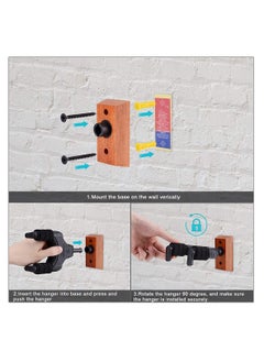 SYOSI Guitar Wall Mount Auto Lock Guitar Ukulele Wall Hanger Hard Wood Base Guitar Hook Holder Stand for Acoustic Classical Electric Bass Guitars Ukuleles Violins Safe Protection  - Image 4