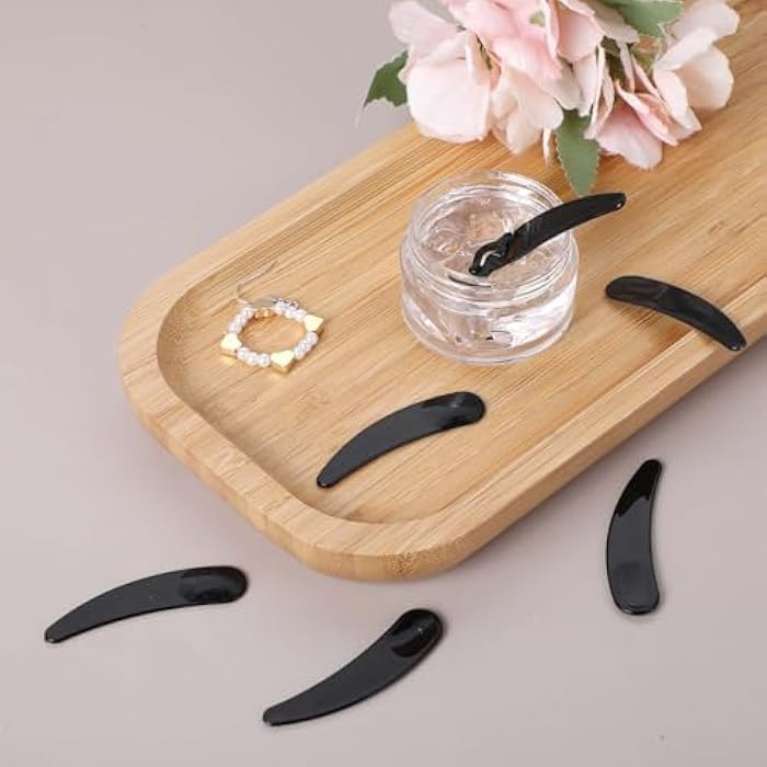 Hariendny 100 PCS Cosmetic Spatulas, Black Mini Spatula for Cosmetics, Skin Care Facial Cream Mask Spatula, Disposable Plastic Makeup Scoop for Sampling and Mixing - Image 5