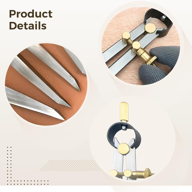 Professional Carbon Steel Wing Divider with Brass Adjustment Fittings, 2-Pack Precision Measuring Tool for Woodwork & Leathercraft - Image 5