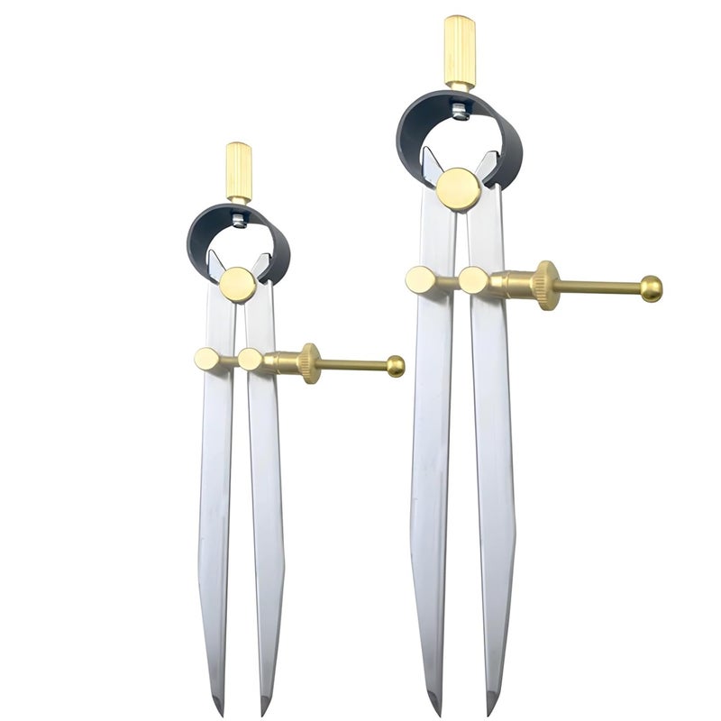 Professional Carbon Steel Wing Divider with Brass Adjustment Fittings, 2-Pack Precision Measuring Tool for Woodwork & Leathercraft - Image 1