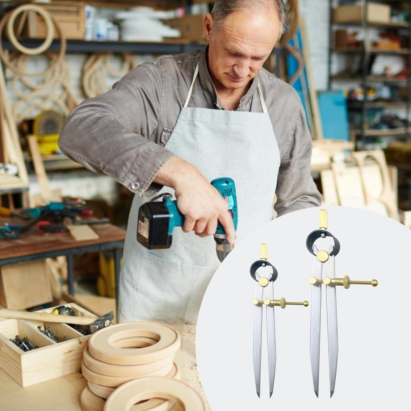 Professional Carbon Steel Wing Divider with Brass Adjustment Fittings, 2-Pack Precision Measuring Tool for Woodwork & Leathercraft - Image 4
