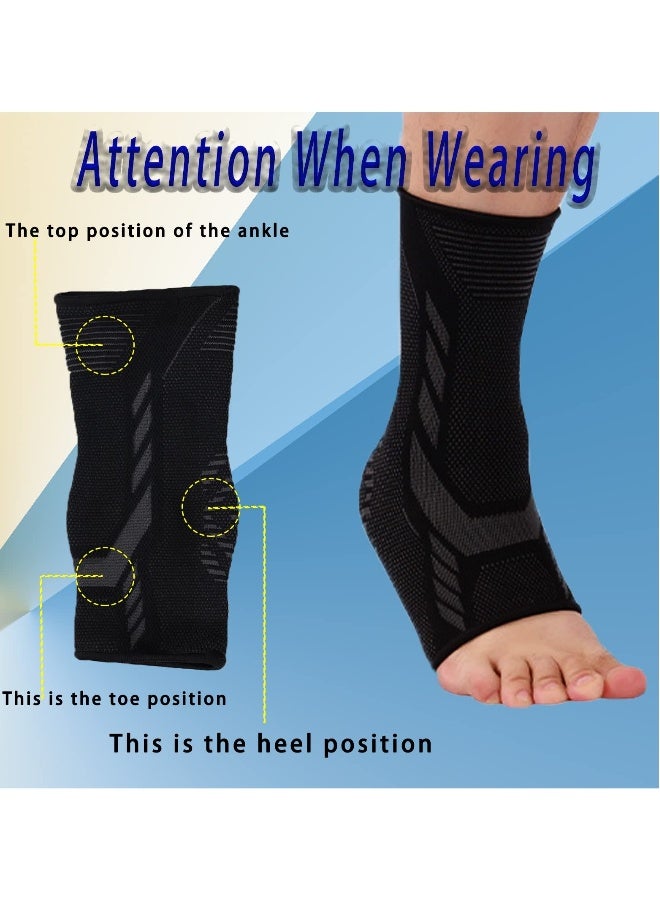 Generic Ankle Compression Sleeve Plantar Fasciitis Socks for Women and Men, Ankle Brace Foot Socks Achilles Tendonitis for Plantar Fasciitis Stabilizer and Compression Sleeve 1Pair Black Medium  - Image 3