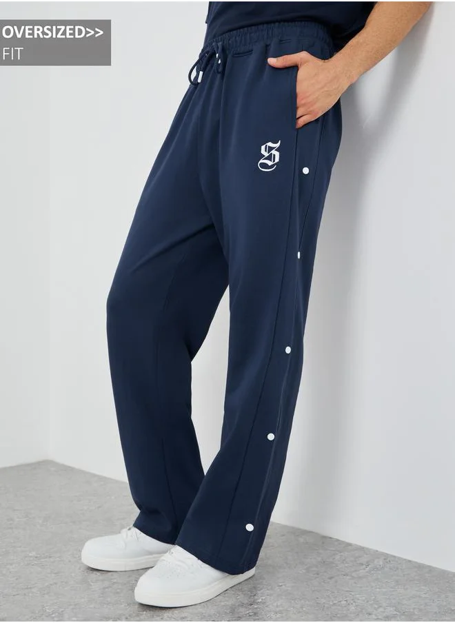 Styli Styli Embroidered Logo Oversized Joggers with Drawstring
