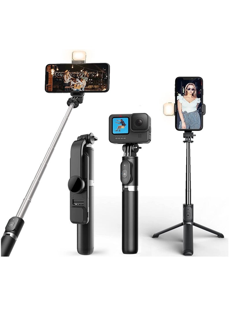 Mobilife Selfie Stick with Light,Long Selfie Stick with Tripod Stand 104cm Plus,Bluetooth Mobile Selfie Stick for Mobile Phone, Makeup,Vlogging,Youtube,Live,Iphone/Mi/Vivo/Oppo/Samsung,Black