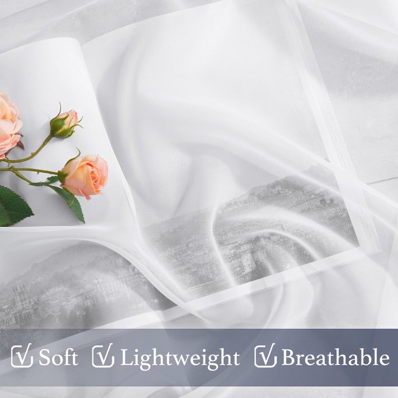 NICETOWN White 60" Width, 45" Length, Small Window Soft Sheer Curtains Rod Pocket Design for Office & Nursery Room, Set of 2 - Image 5