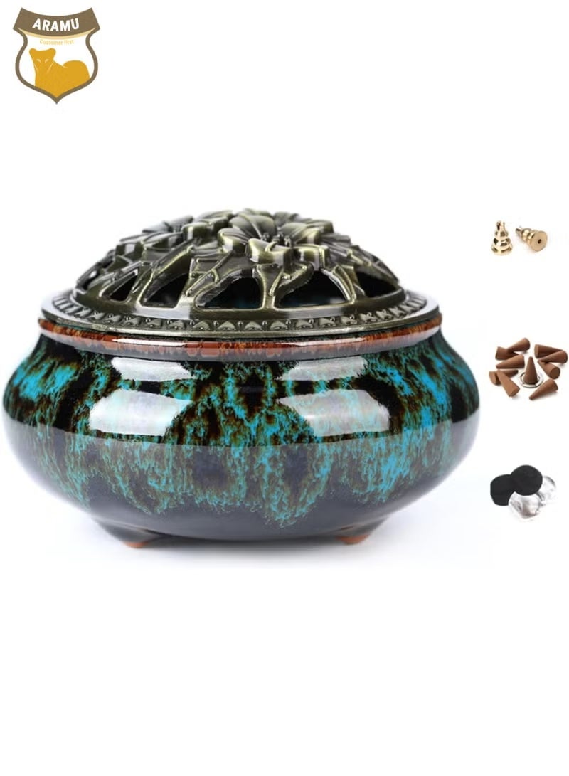 Aramu Ceramic Incense Burner with Incense Stick Holder for Stick or Coil Incense  - Image 1