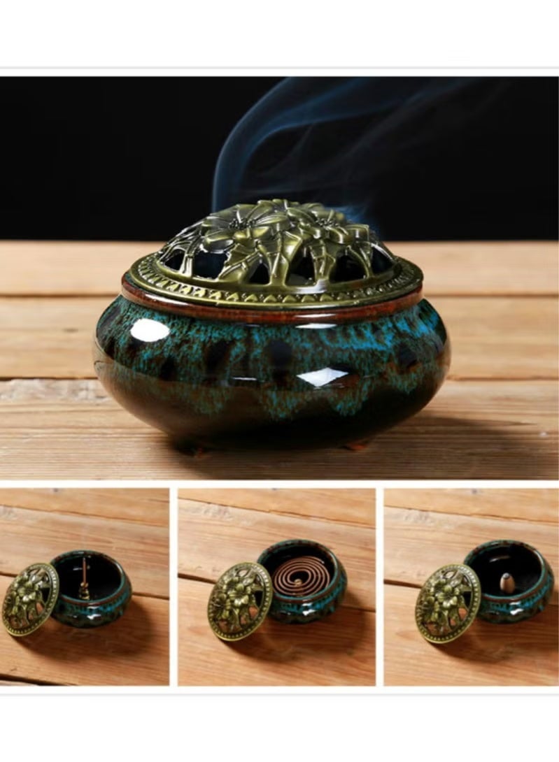 Aramu Ceramic Incense Burner with Incense Stick Holder for Stick or Coil Incense  - Image 3