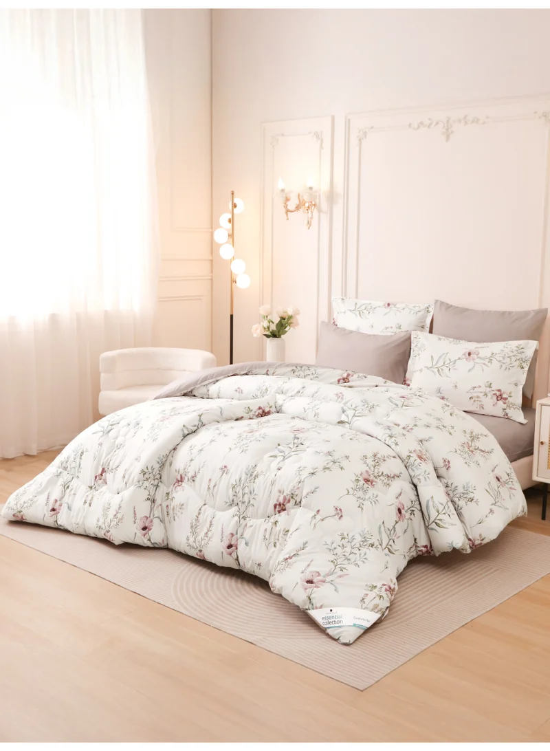 Donetella 6-Pcs Printed King Comforter Set | Fits 200x200 cm Size Bed | Soft Brushed Microfiber | Reversible Printed Comforter | 350 GSM Down Alternative Fill