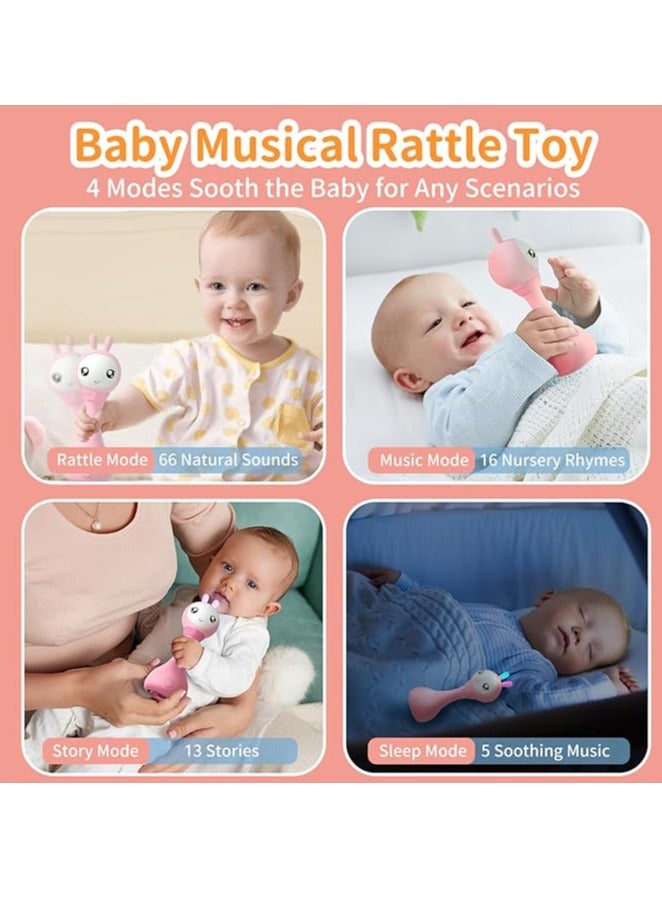 alilo Talking & Singing Yoyo Bunny | Musical Edutainment | Mimics Voices | 90+ Audio Learning | Silicon Teether | Shake & Tell | Rattle, Music & Glowing Lights | USB Recharge | Safe & Durable | Pink - Image 4