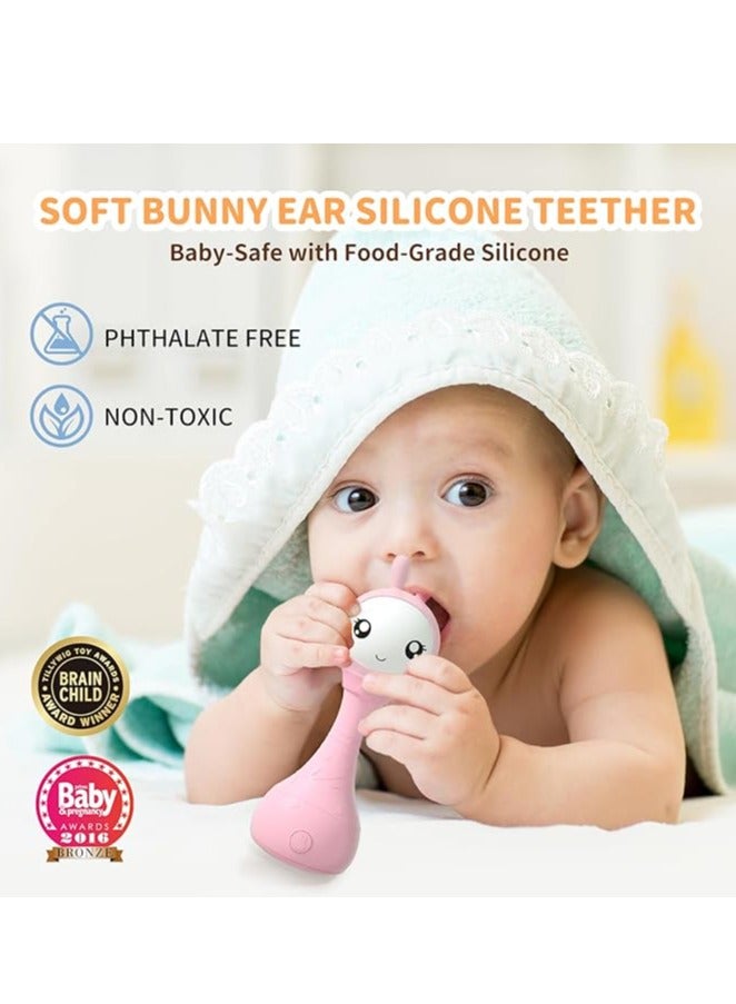 alilo Talking & Singing Yoyo Bunny | Musical Edutainment | Mimics Voices | 90+ Audio Learning | Silicon Teether | Shake & Tell | Rattle, Music & Glowing Lights | USB Recharge | Safe & Durable | Pink - Image 5