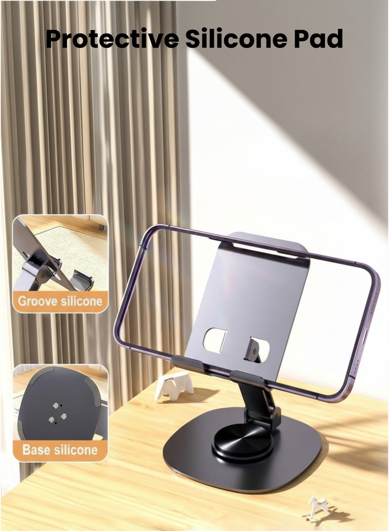 360° Rotatable Foldable Mobile Phone Stand | Adjustable Holder with Silicone Grip | Portable Desktop Mount for All Smart phones - Image 3