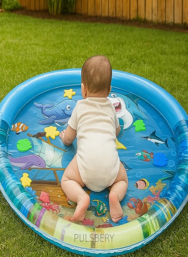PULSBERY بساط لعب مائي من بولسبري للأطفال، مناسب للعب على البطن، بتصميم مستوحى من عالم ما تحت الماء، ومناسب للأطفال حديثي الولادة من عمر 6 إلى 12 شهرًا، بساط أرضي لتنمية مهارات نمو الأطفال، بساط أنشطة للأطفال، مناسب للاستخدام الداخلي والخارجي (عبوة من قطعة واحدة). - Image 1