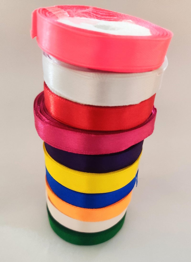 AMAROBA Satin Ribbon for Decoration, Gift Wrapping, for School Project Works, Opening Ribbon and Multi Purpose USE (Half INCH (10MTR X 10 PC), Multi) - Image 5