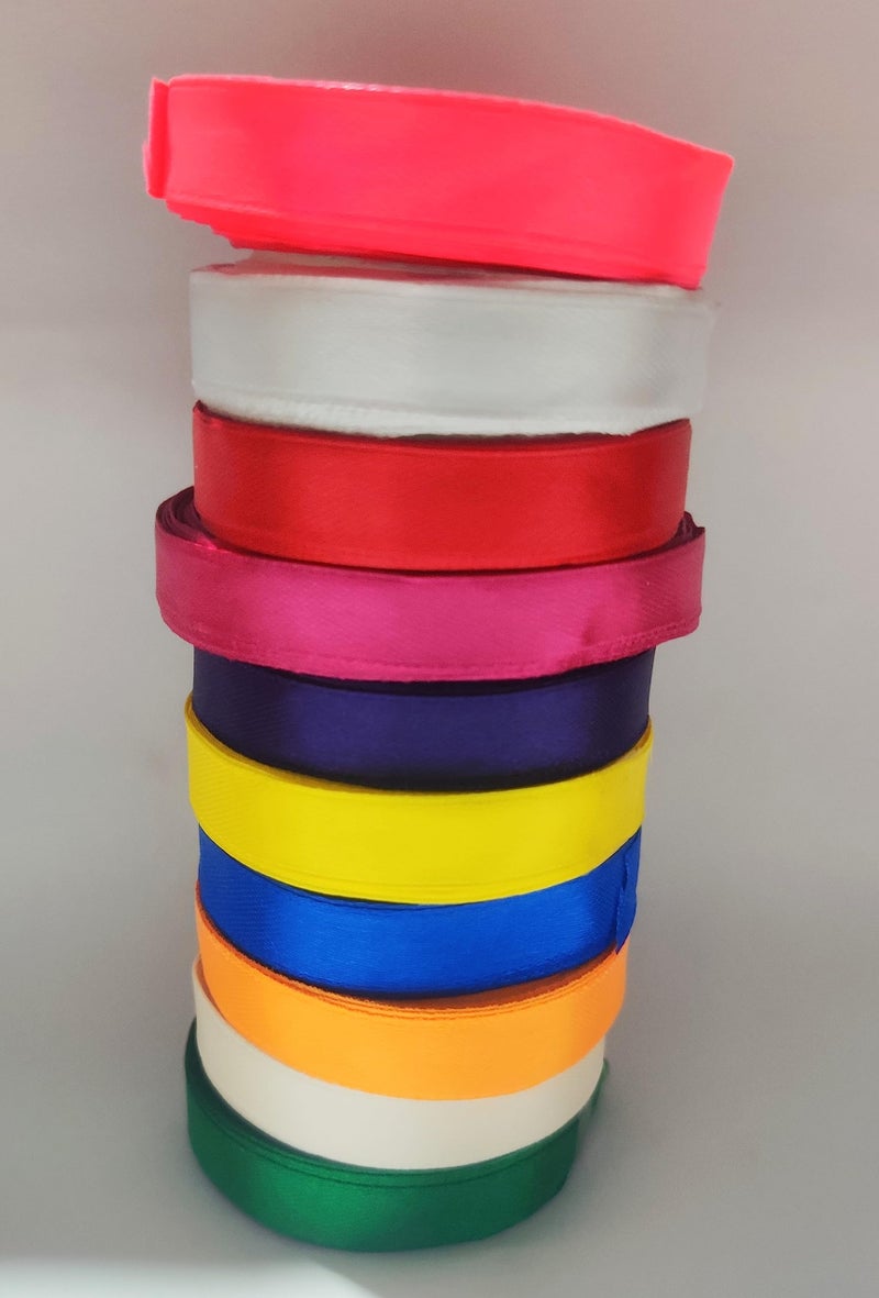 AMAROBA Satin Ribbon for Decoration, Gift Wrapping, for School Project Works, Opening Ribbon and Multi Purpose USE (Half INCH (10MTR X 10 PC), Multi) - Image 4