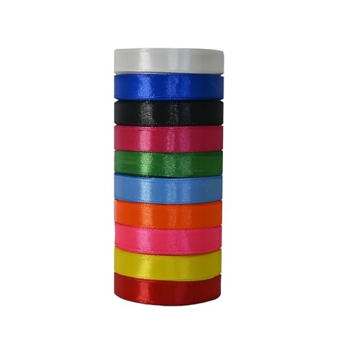 AMAROBA Satin Ribbon for Decoration, Gift Wrapping, for School Project Works, Opening Ribbon and Multi Purpose USE (Half INCH (10MTR X 10 PC), Multi) - Image 1