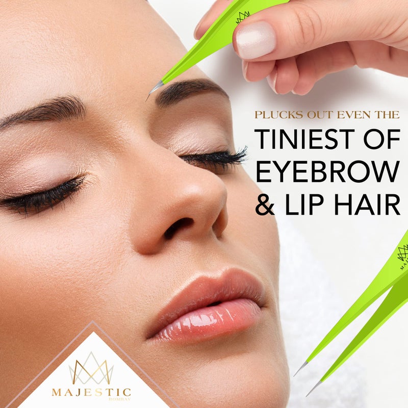 Majestic Bombay Fine Point Tweezers for Women and Men – Splinter Ticks, Facial, Brow and Ingrown Hair Removal–Sharp, Needle Nose, Surgical Tweezers Precision Pluckers best tweezers for chin hair - Image 5