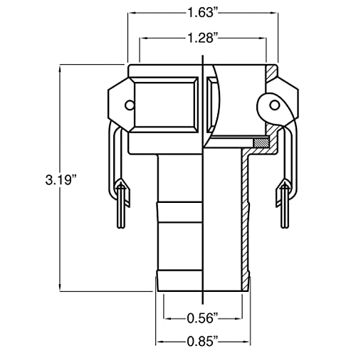 Gloxco Poly Cam Lock Fitting, Type C, 3/4" Female Camlock x 3/4" Hose Shank, Each - Image 2