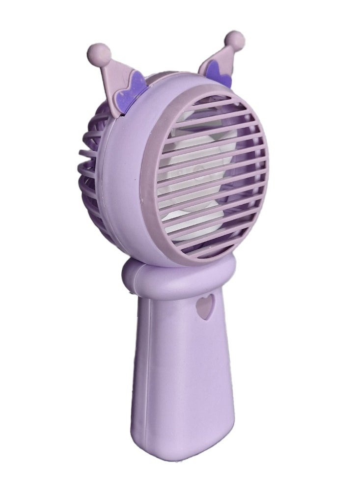 Generic - Mini handheld fan, cute design with ears and bow in the middle, small size and easy to carry in hand or put in bag, USB rechargeable battery, on/off button, one air speed, nice gift for kids - Image 1