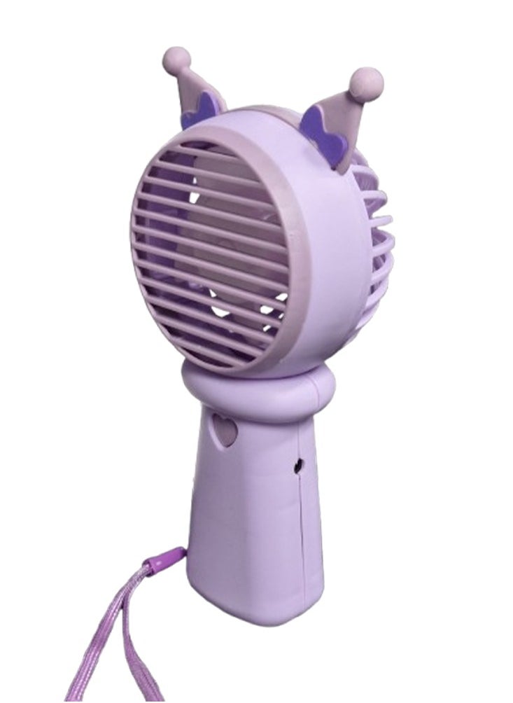 Generic - Mini handheld fan, cute design with ears and bow in the middle, small size and easy to carry in hand or put in bag, USB rechargeable battery, on/off button, one air speed, nice gift for kids - Image 1