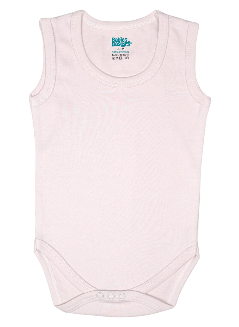 Babies Basic BabiesBasic 100% Super Combed Cotton, Sleeveless Bodysuit, for New Born to 24months. Set of 4, Green, Beige, Blue, Mocha  - Image 3