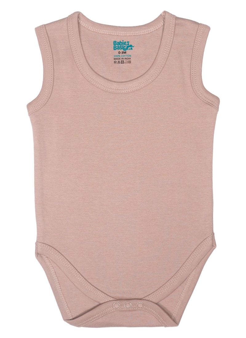Babies Basic BabiesBasic 100% Super Combed Cotton, Sleeveless Bodysuit, for New Born to 24months. Set of 4, Green, Beige, Blue, Mocha  - Image 5