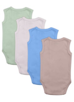 BabiesBasic 100% Super Combed Cotton, Sleeveless Bodysuit, for New Born to 24months. Set of 4, Green, Beige, Blue, Mocha - pzsku/ZFA3AF11C74669062DACDZ/45/1741244209/a28c482f-eef4-42a6-9f7d-ec9dd4ac165f