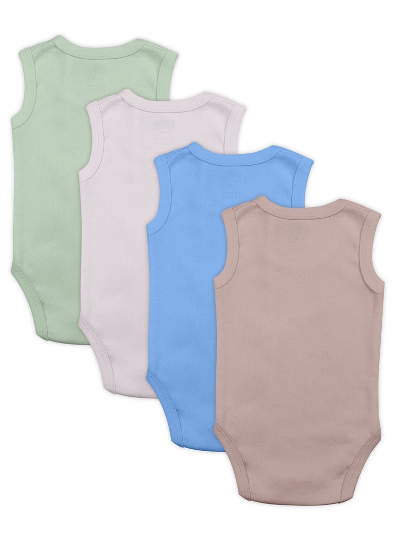 BabiesBasic 100% Super Combed Cotton, Sleeveless Bodysuit, for New Born to 24months. Set of 4, Green, Beige, Blue, Mocha - pzsku/ZFA3AF11C74669062DACDZ/45/1741244209/a28c482f-eef4-42a6-9f7d-ec9dd4ac165f