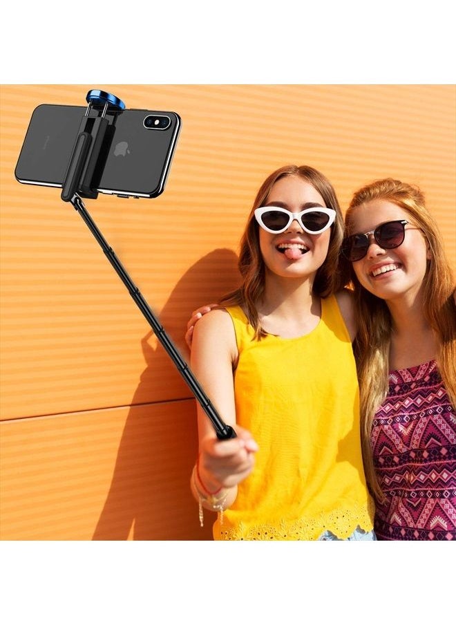 Bluetooth Selfie Stick Tripod, Extendable 3 in 1 Aluminum Selfie Stick with Wireless Remote and Tripod Stand 270 Rotation for iPhone 13/12/11 Pro/XS Max/XS/XR/X, Samsung and Smartphone Blue