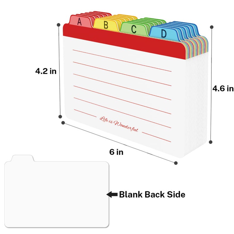 Neando 4 x 6 inches Index Card Dividers, Alphabetical Tabbed Index Cards Guides, Colored Note Cards, File and Recipe Guides with Alphabetical Tabs, Assorted Colors, 24 Counts, A-Z Guide - Image 3