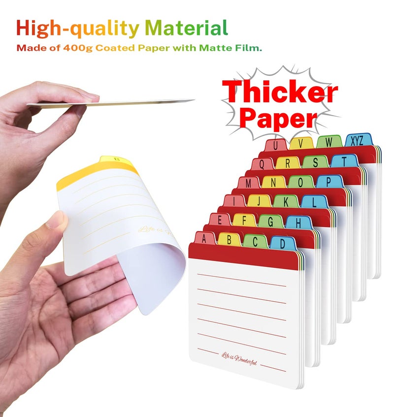 Neando 4 x 6 inches Index Card Dividers, Alphabetical Tabbed Index Cards Guides, Colored Note Cards, File and Recipe Guides with Alphabetical Tabs, Assorted Colors, 24 Counts, A-Z Guide - Image 2