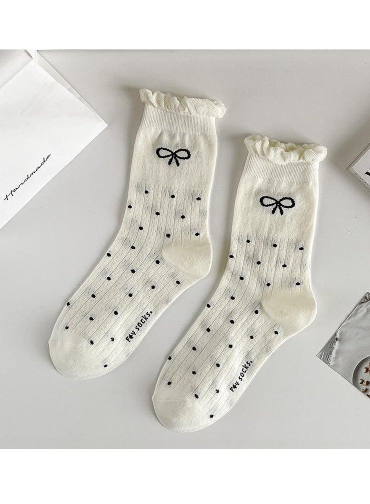 جوارب لطيفة وناعمه باللون الاوف وايت للنساء3 قطع - Image 4