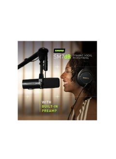 Shure Dynamic Vocal Microphone W/Built-In Preamp For Streaming, Podcast, Recording, Wide-Range Frequency, Warm And Smooth Sound, Rugged Construction, Detachable Windscreen SM7DB Black  - Image 5