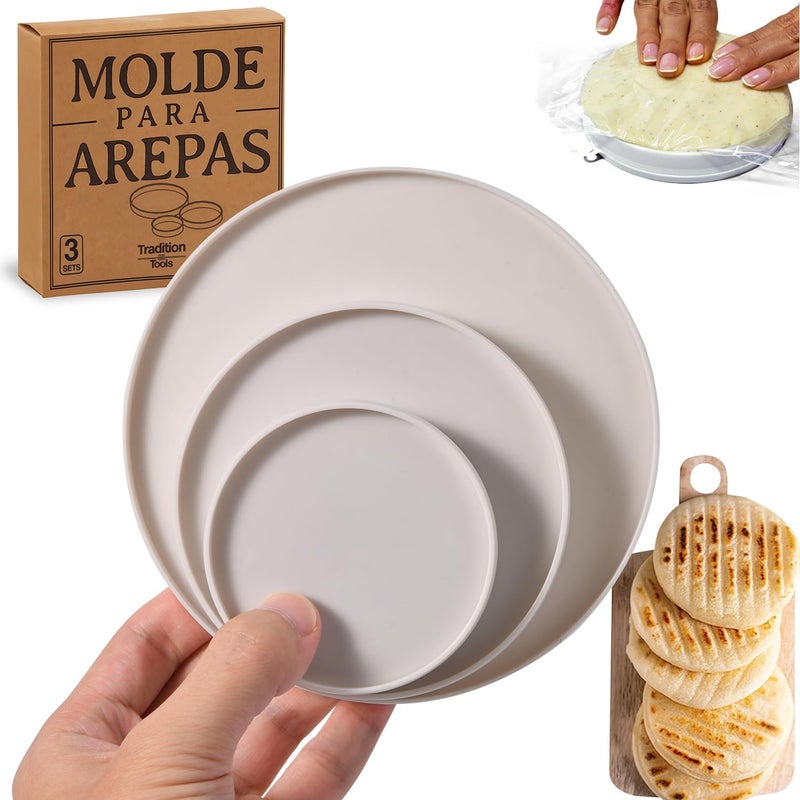 TRAITOOLS Molde para Arepas with Gift Box – 3 Sizes (5.9", 4.3", 3.1") & Double Thickness for Perfect Arepas Colombianas, Gorditas, and More – Durable, Food-Safe, Easy-to-Clean Kitchen Tool - Image 1