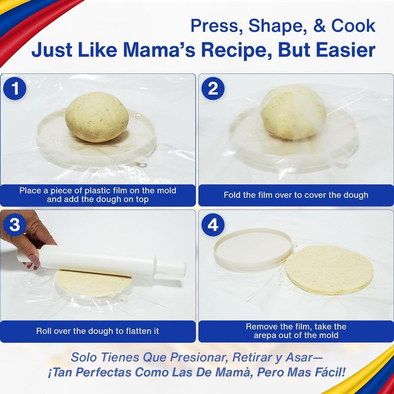 TRAITOOLS Molde para Arepas with Gift Box – 3 Sizes (5.9", 4.3", 3.1") & Double Thickness for Perfect Arepas Colombianas, Gorditas, and More – Durable, Food-Safe, Easy-to-Clean Kitchen Tool - Image 2