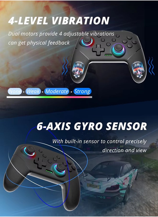 ماركة غير محددة - وحدة تحكم لاسلكية  لجهاز Nintendo Switch OLED/Lite Console Pro Gamepad لأجهزة الكمبيوتر التي تعمل بنظام Windows وiPhone وAndroid وSwitch وSteam Deck مع بطارية 1000 مللي أمبير في الساعة ووظيفة توربو - Image 1