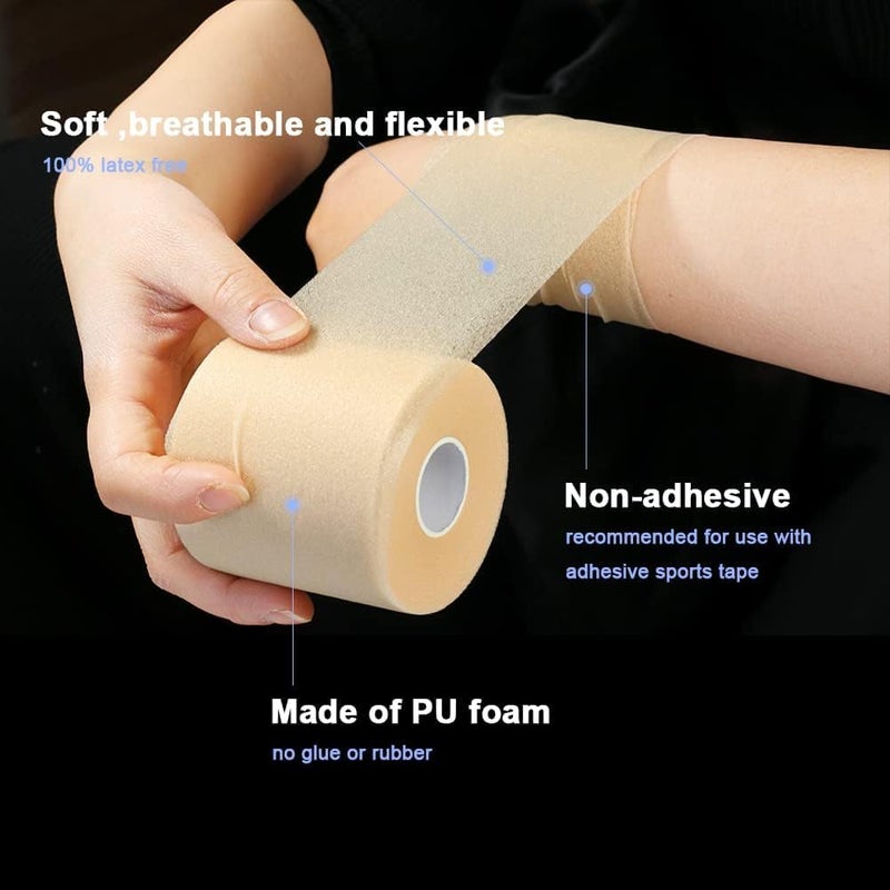 MuscleFix Underwrap Pre Wrap Foam for Use Under Rigid Tape | Soft Base Layer for Ankle, Knee, Wrist & Hand Support | Comfortable, Sweat-Resistant, Easy to Tear 20 mtr (Beige | 6 cm) - Image 2