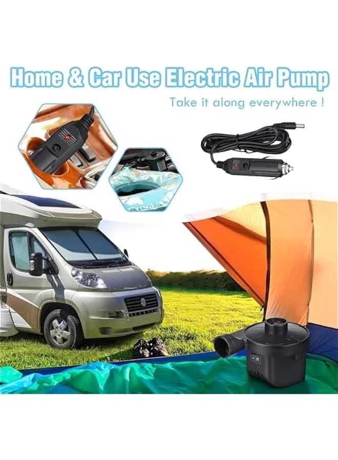 TRASSLE Electric Air Pump,Home/Car Use Airbed Pump,Quick Electric Air Pump with 3 Nozzles for Inflator/Deflator Pumps for Outdoor Camping, Inflatable Cushions, Air Mattress Beds, Boats,Raft,Pool - Image 3