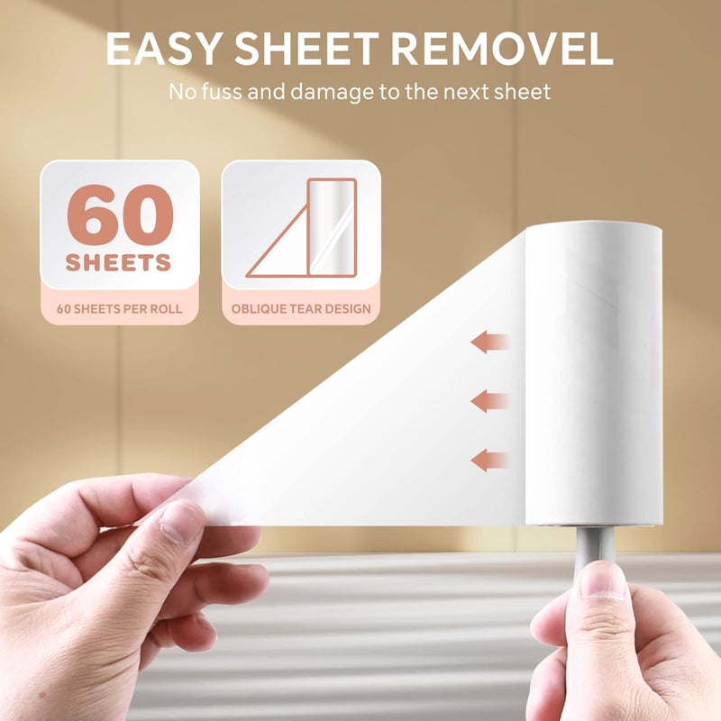 Baytion Lint Roller Remover Hair Kit- Extra Sticky Reusable Lint Remover with 360 Sheets(6 Rollers+2 Upgraded Handles)-Fluff Brush for Clothes/Furniture/Bed/Car/Dog Cat Hair/Carpet/Dust - Image 3