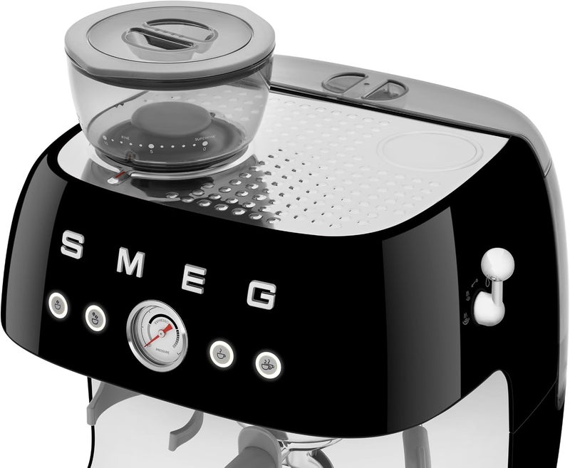 Smeg EGF03BLUK Espresso Machine with Pump & Grinder, Adjustable Temperature & Pre-Infusion, Italian Design, Black 1.1 L EGF03BLUK BLACK - Image 3