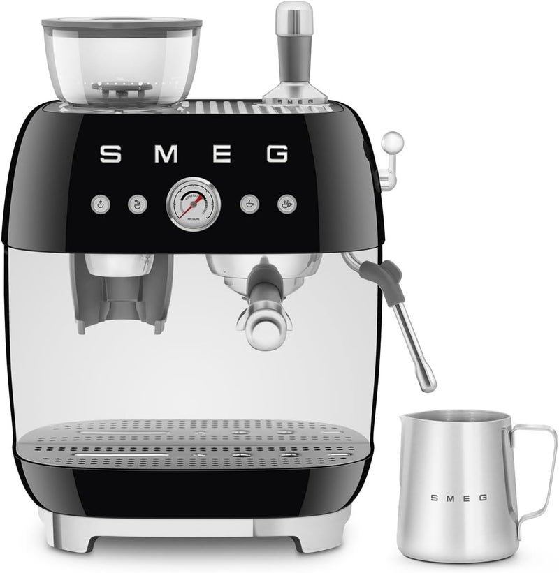 Smeg EGF03BLUK Espresso Machine with Pump & Grinder, Adjustable Temperature & Pre-Infusion, Italian Design, Black 1.1 L EGF03BLUK BLACK - Image 1
