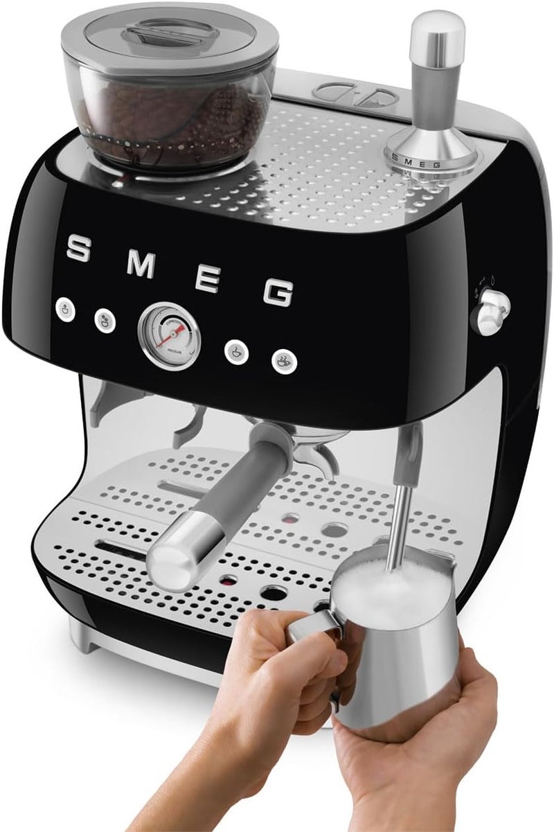 Smeg EGF03BLUK Espresso Machine with Pump & Grinder, Adjustable Temperature & Pre-Infusion, Italian Design, Black 1.1 L EGF03BLUK BLACK - Image 5