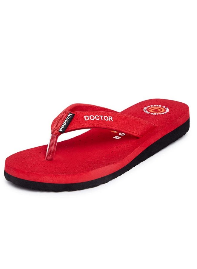 ORTHO JOY ORTHO JOY Doctor Orthopedic Ladies Slippers | Soft Chappal for Women | Comfortable womems's slipper | MCR Chappals for Women Red color  - Image 1